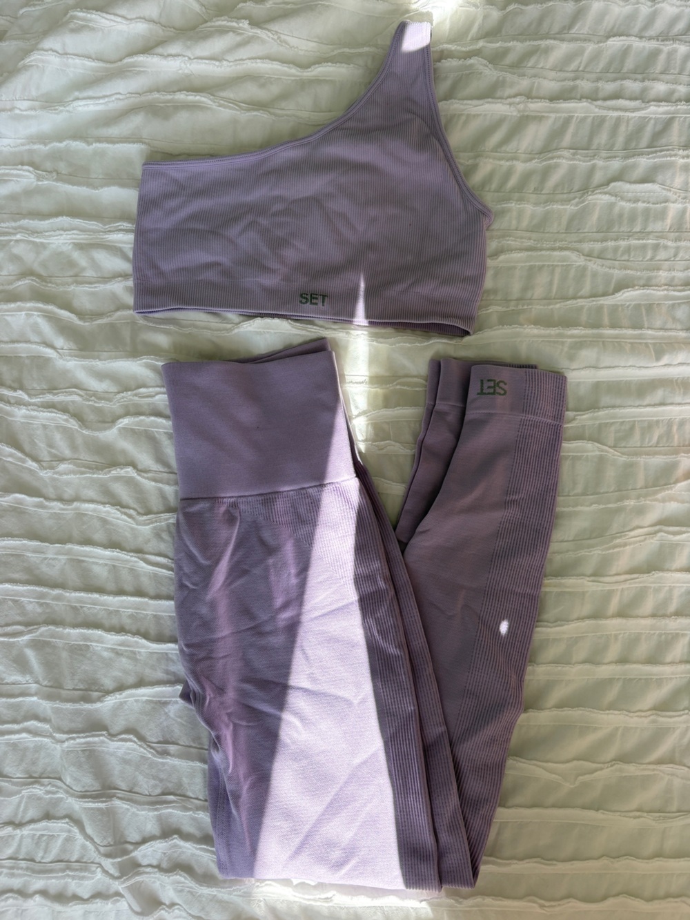 SET Active Lavender One-Shoulder Sports Bra & Leggings Set